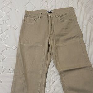 Tan Zara Cargo Denim Jeans
